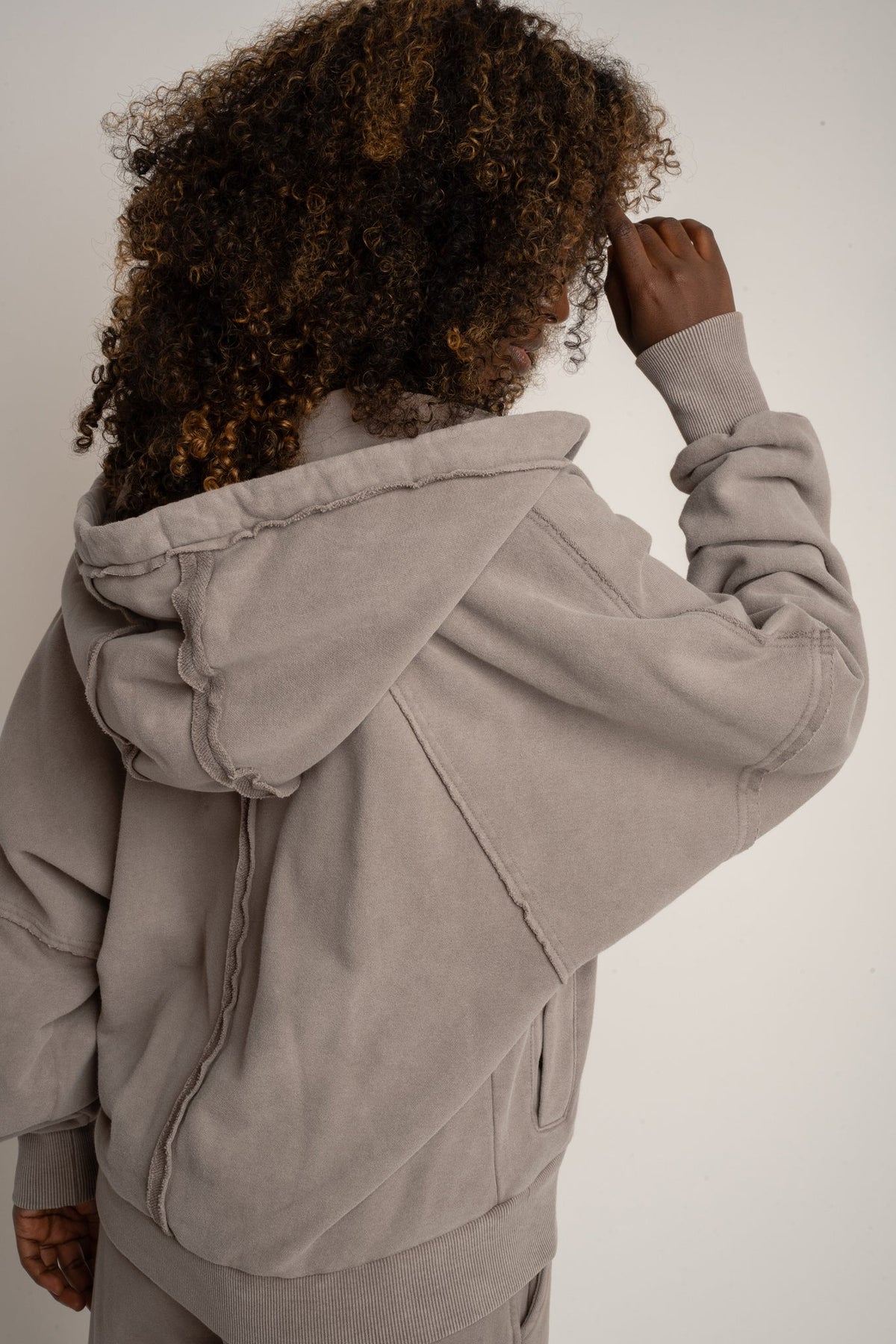 ZIP-UP HOODIE WITH WASHED MOCCA EFFECT - NARVIK
