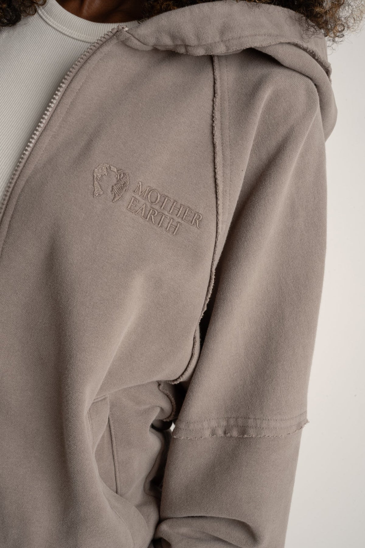 ZIP-UP HOODIE WITH WASHED MOCCA EFFECT - NARVIK