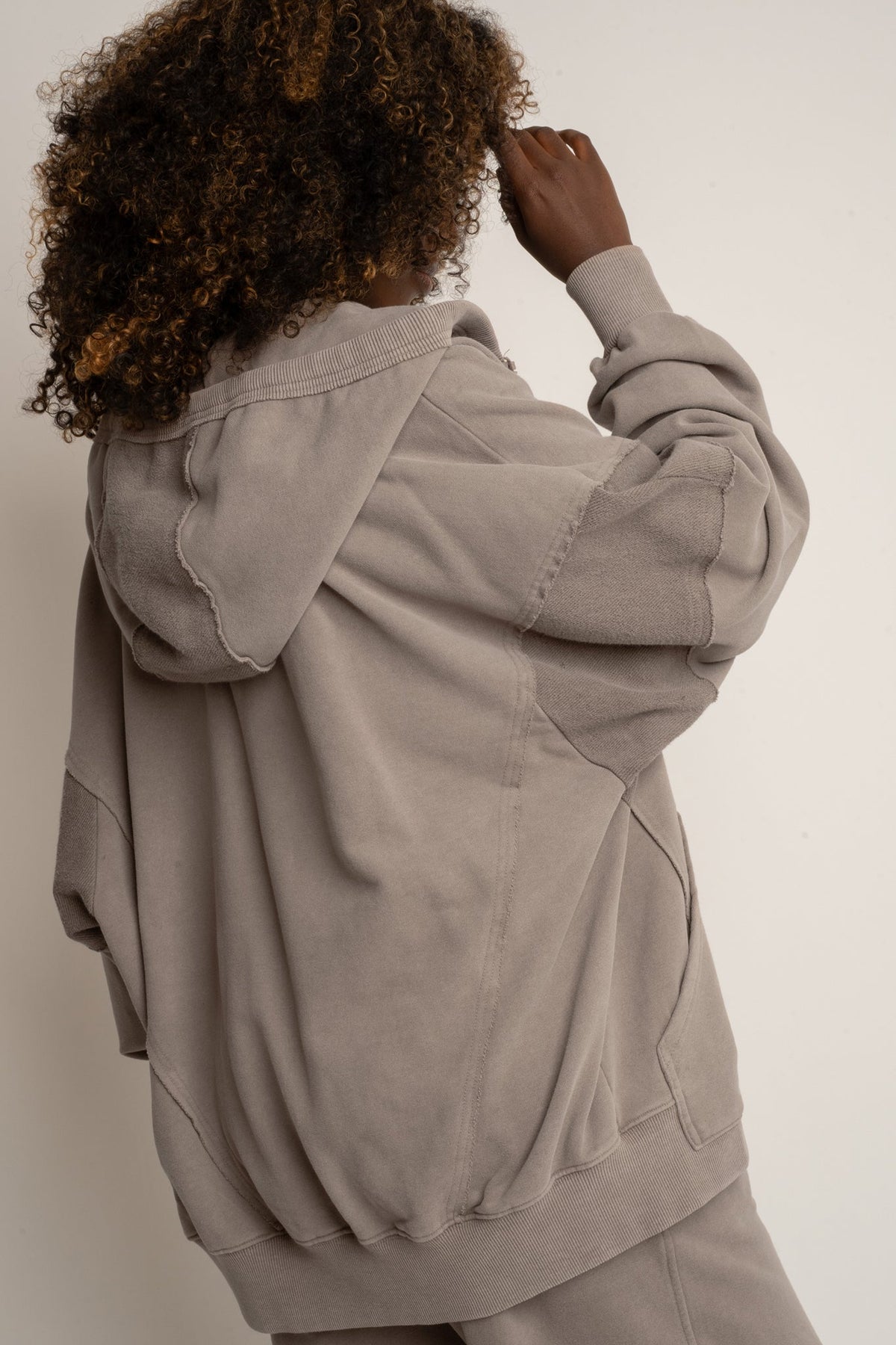 OVERSIZE HOODIE WITH WASHED EFFECT MOCHA - TRONDHEIM