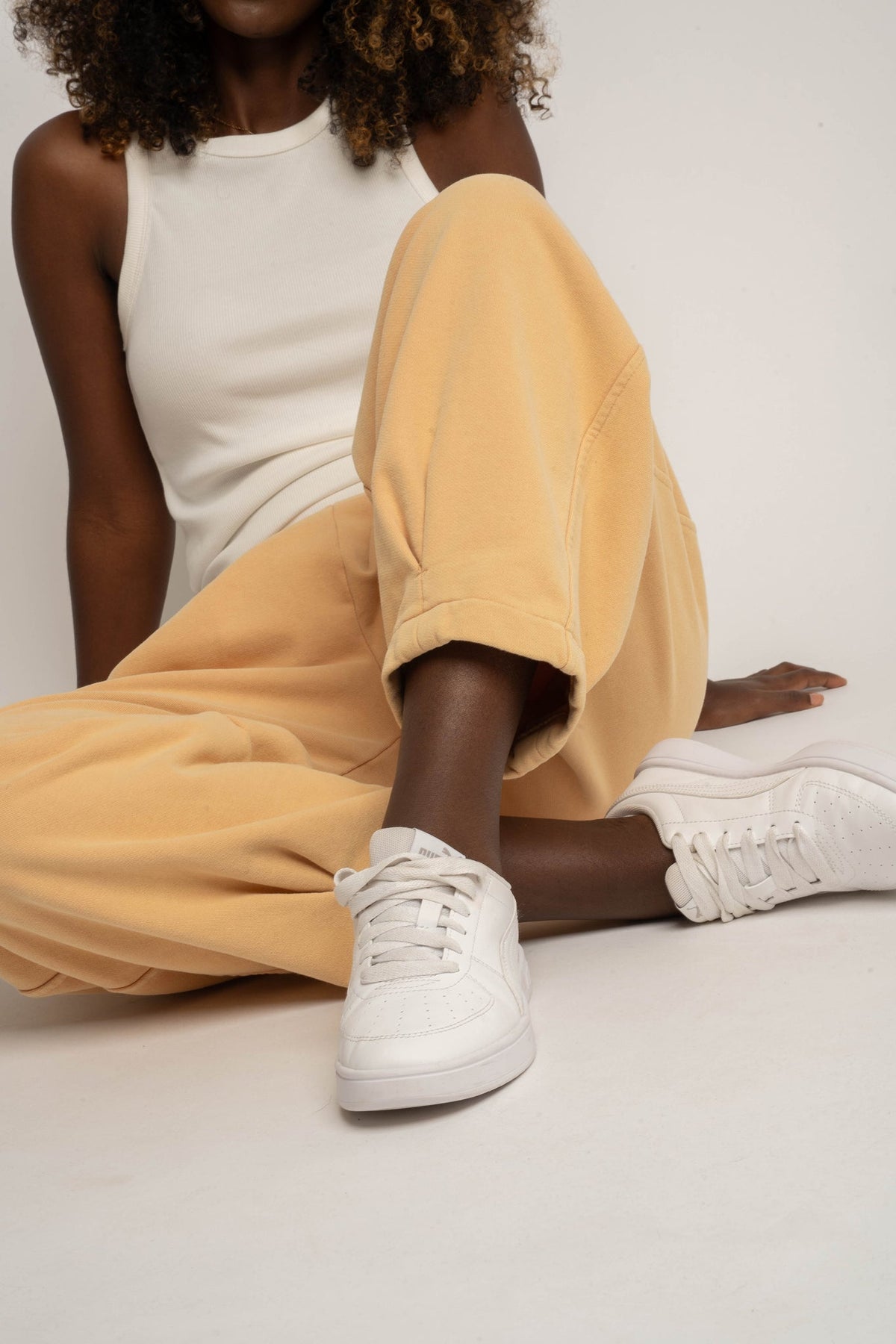 WASHED MUSTARD BALLOON FIT JOGGERS - RIBE PETIT