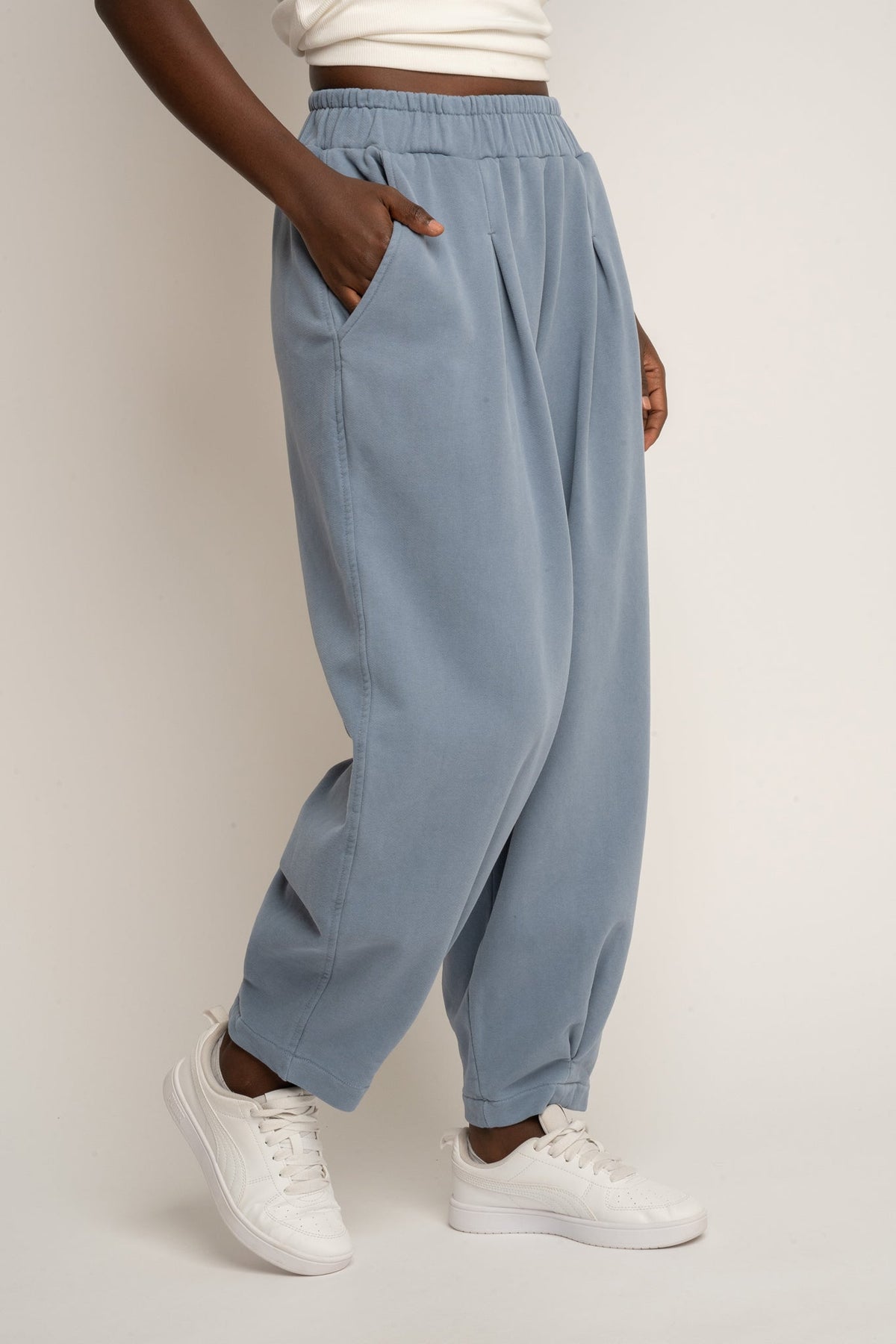 WASHED BALLOON FIT SWEATPANTS BLUE - RIBE PETIT