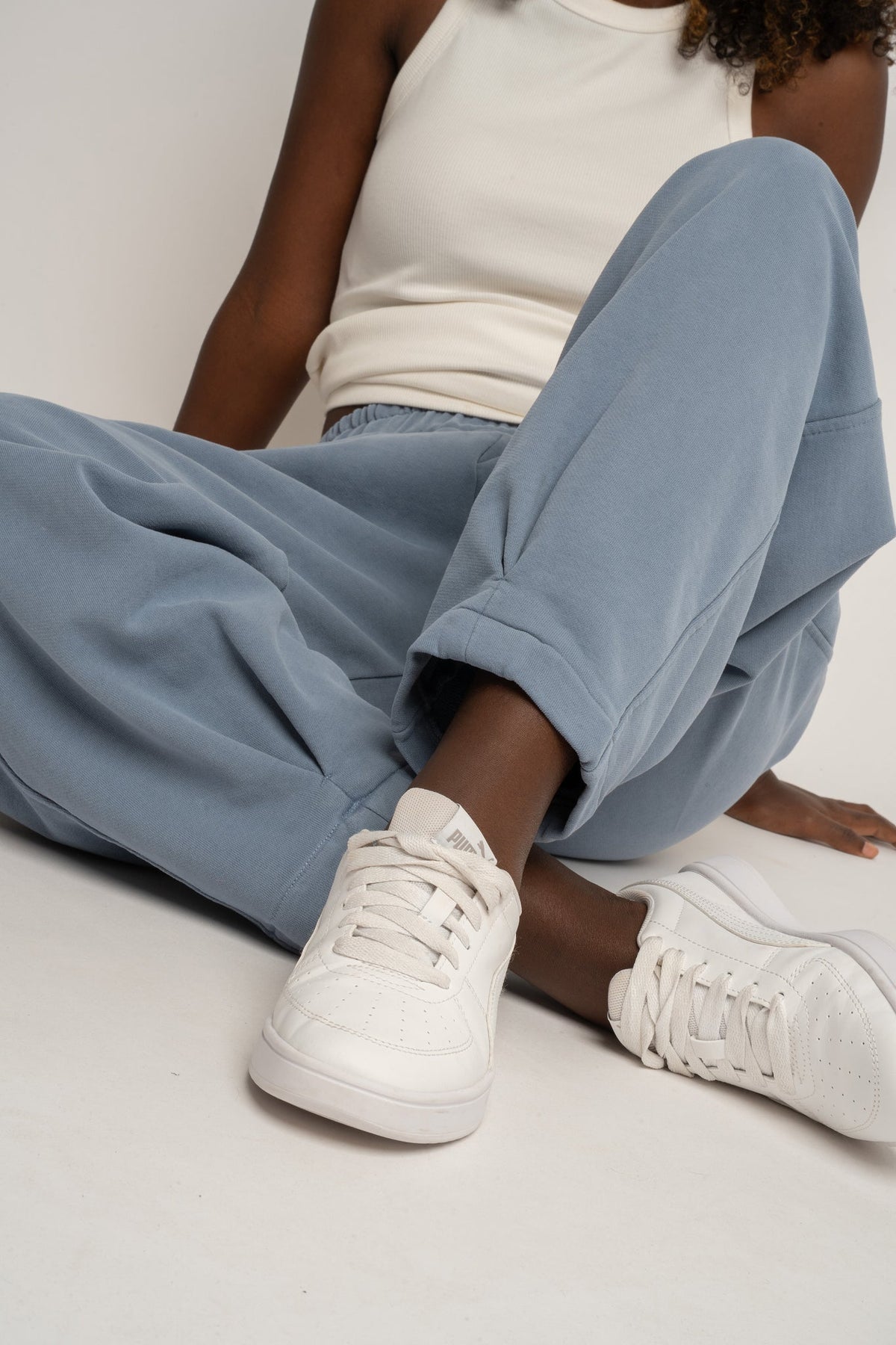 WASHED BALLOON FIT SWEATPANTS BLUE - RIBE PETIT