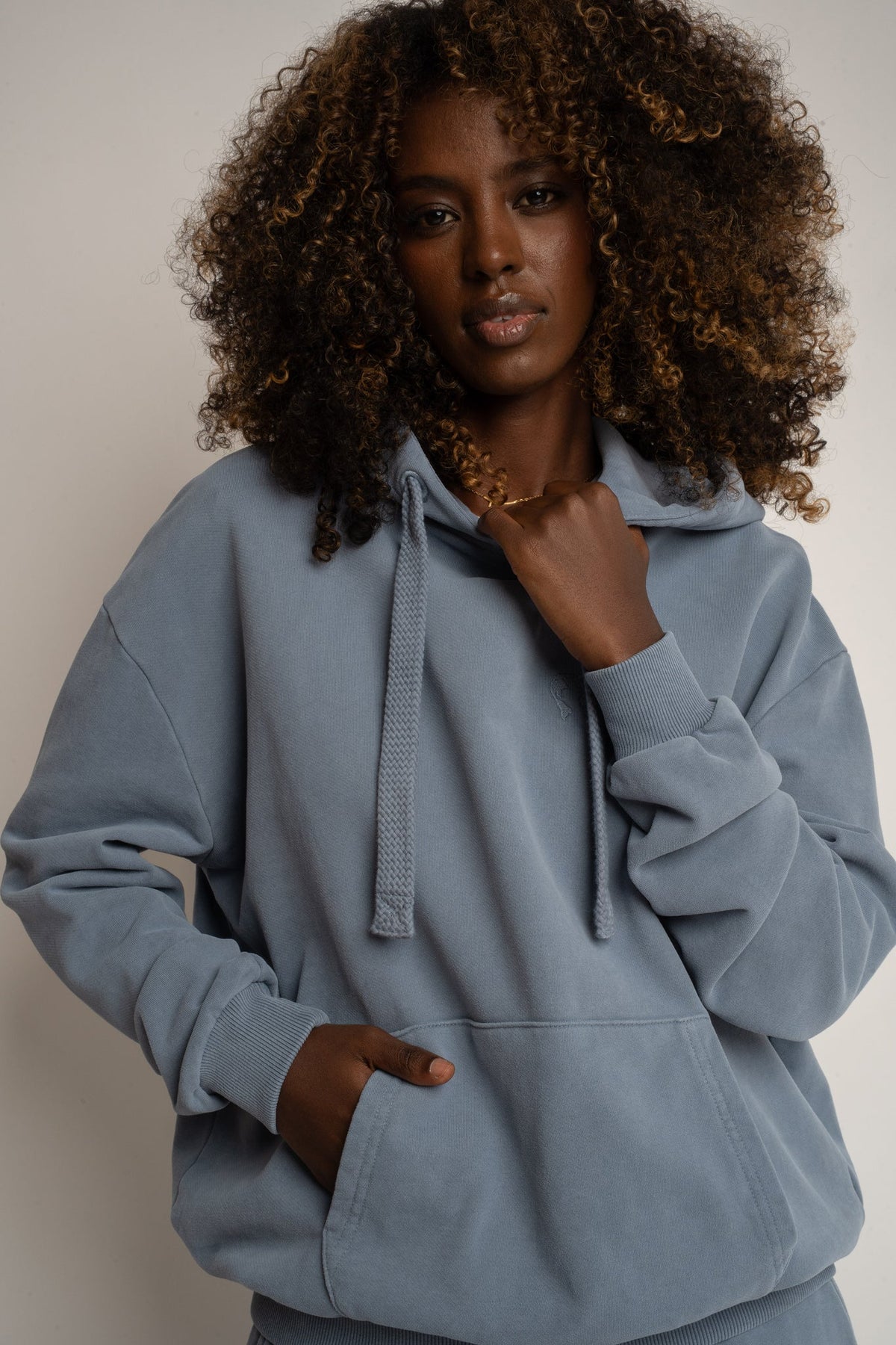 WASHED EFFECT HOODIE BLUE - LAPLAND