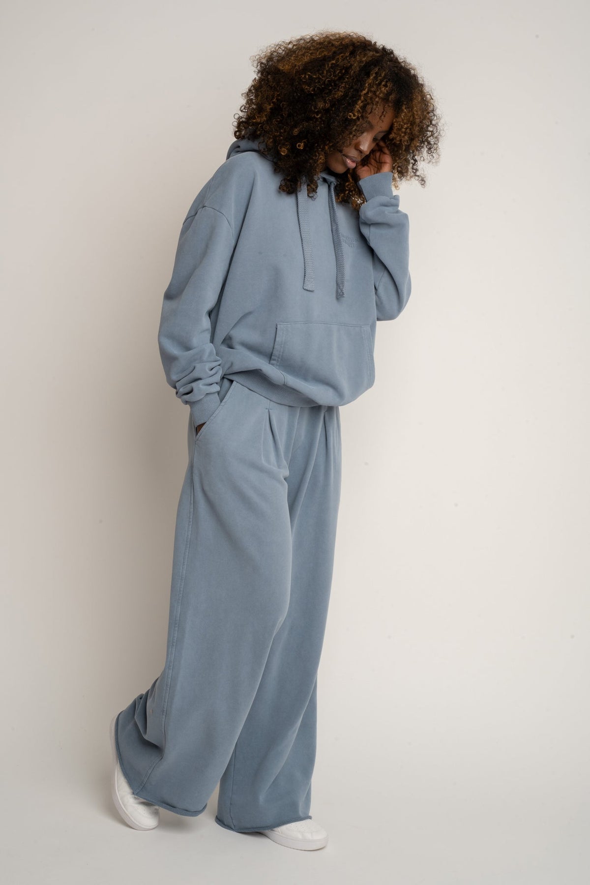 WASHED EFFECT HOODIE BLUE - LAPLAND