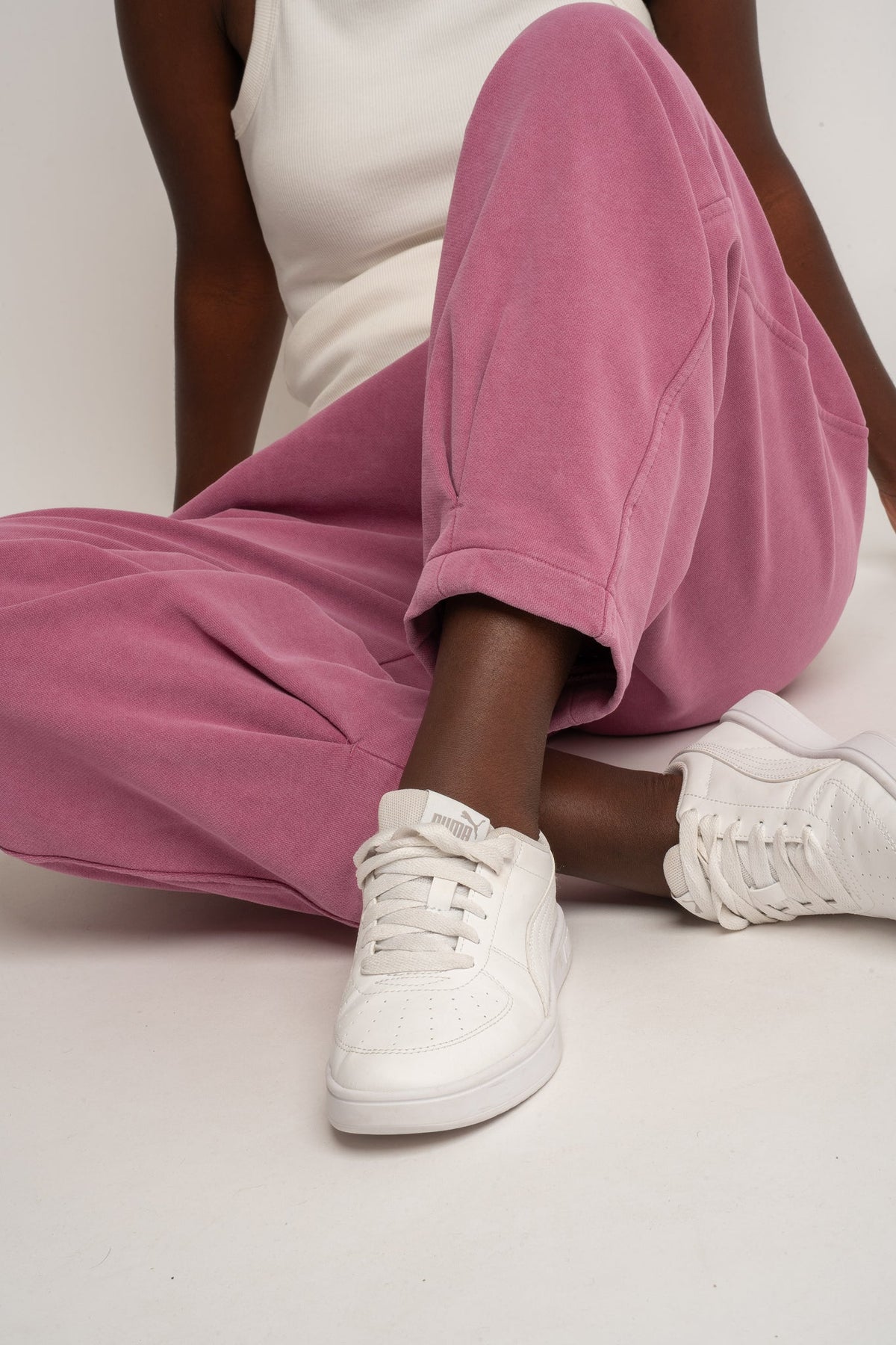 PINK WASHED EFFECT BALLOON FIT SWEATPANTS - RIBE PETIT