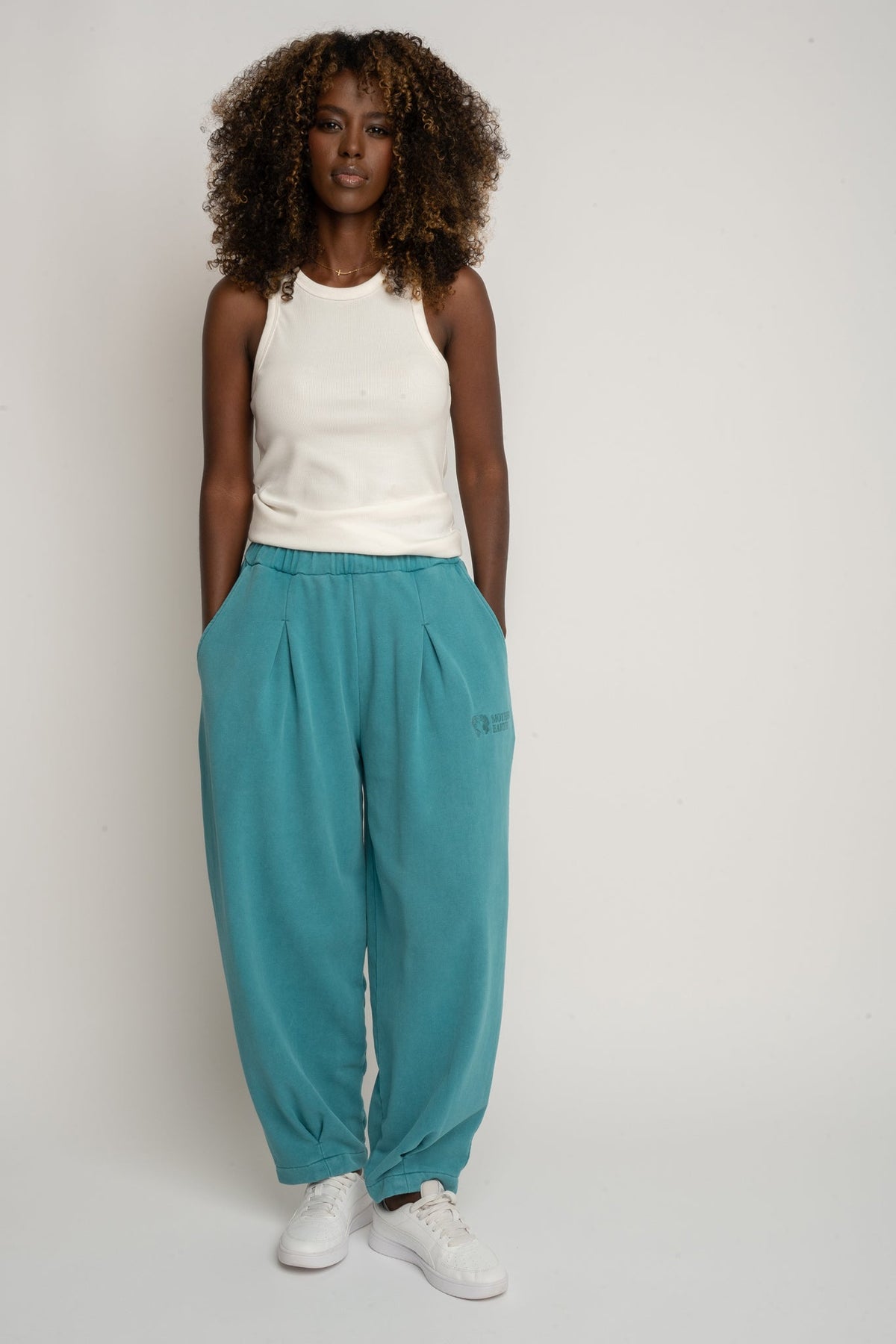 TURQUOISE WASHED BALLOON FIT JOGGERS - RIBE PETIT
