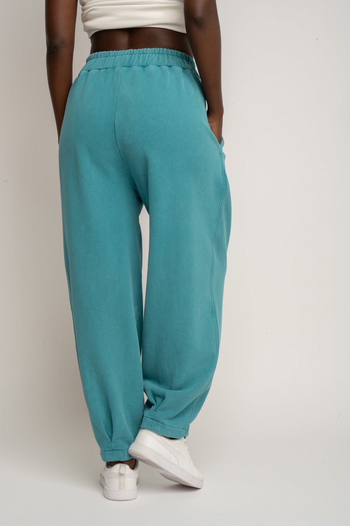 TURQUOISE WASHED BALLOON FIT JOGGERS - RIBE PETIT