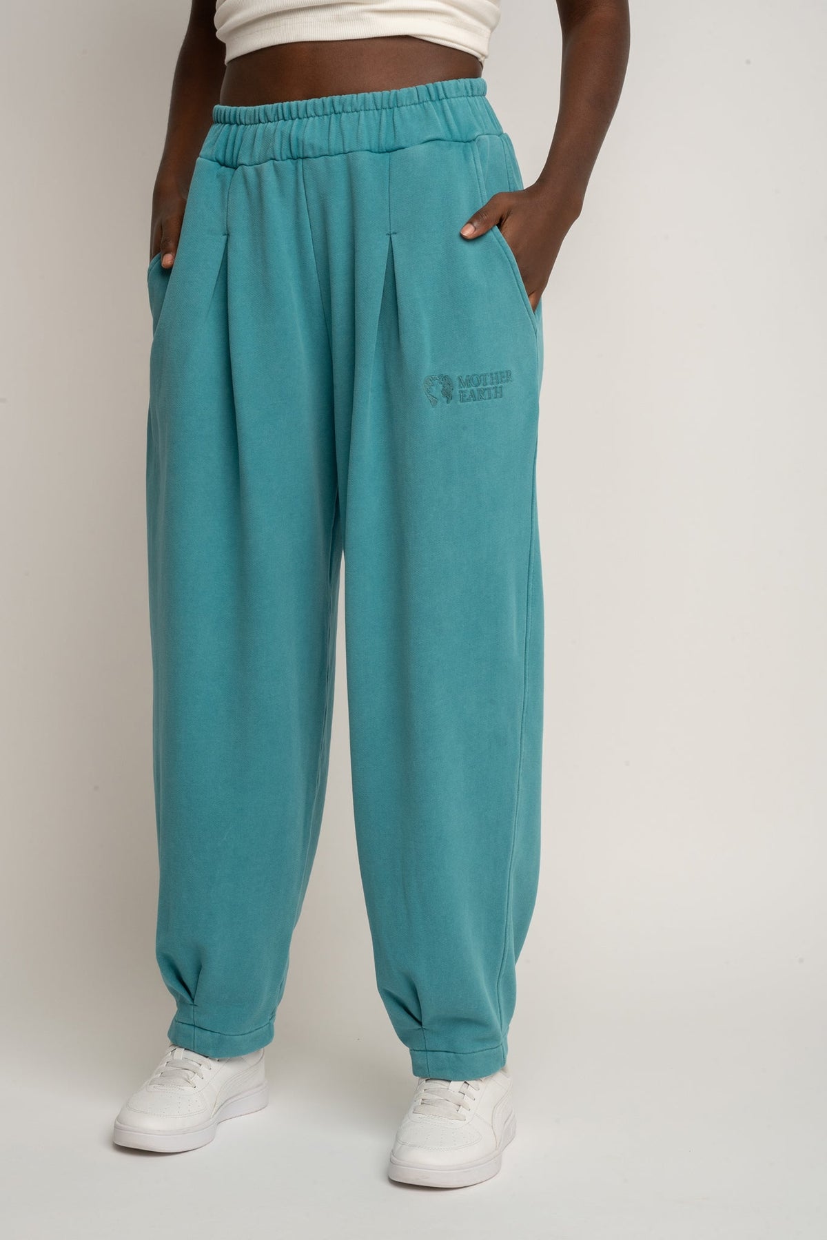 TURQUOISE WASHED BALLOON FIT JOGGERS - RIBE PETIT