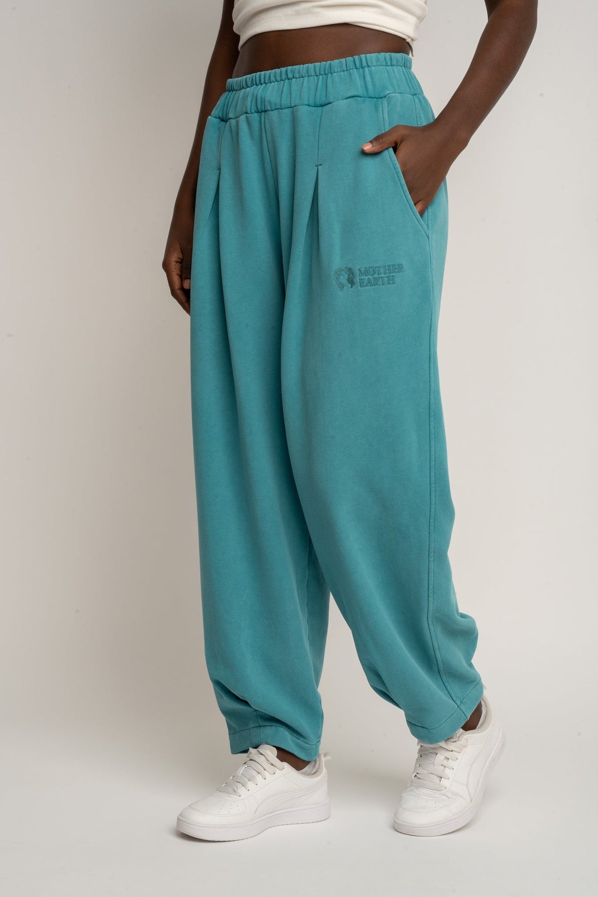 TURQUOISE WASHED BALLOON FIT JOGGERS - RIBE PETIT
