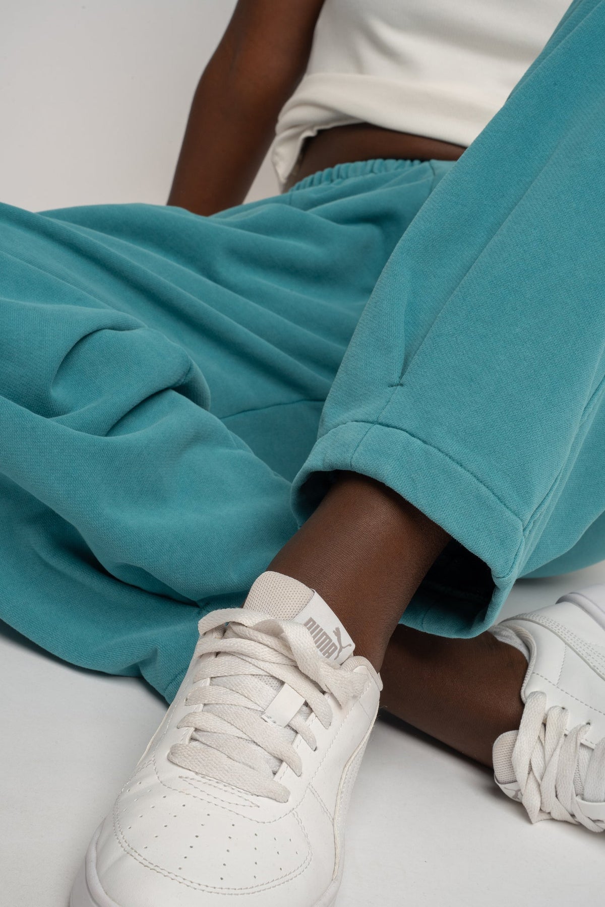 TURQUOISE WASHED BALLOON FIT JOGGERS - RIBE PETIT