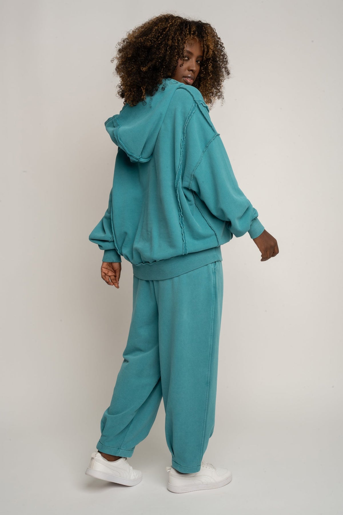 TURQUOISE WASHED BALLOON FIT JOGGERS - RIBE PETIT