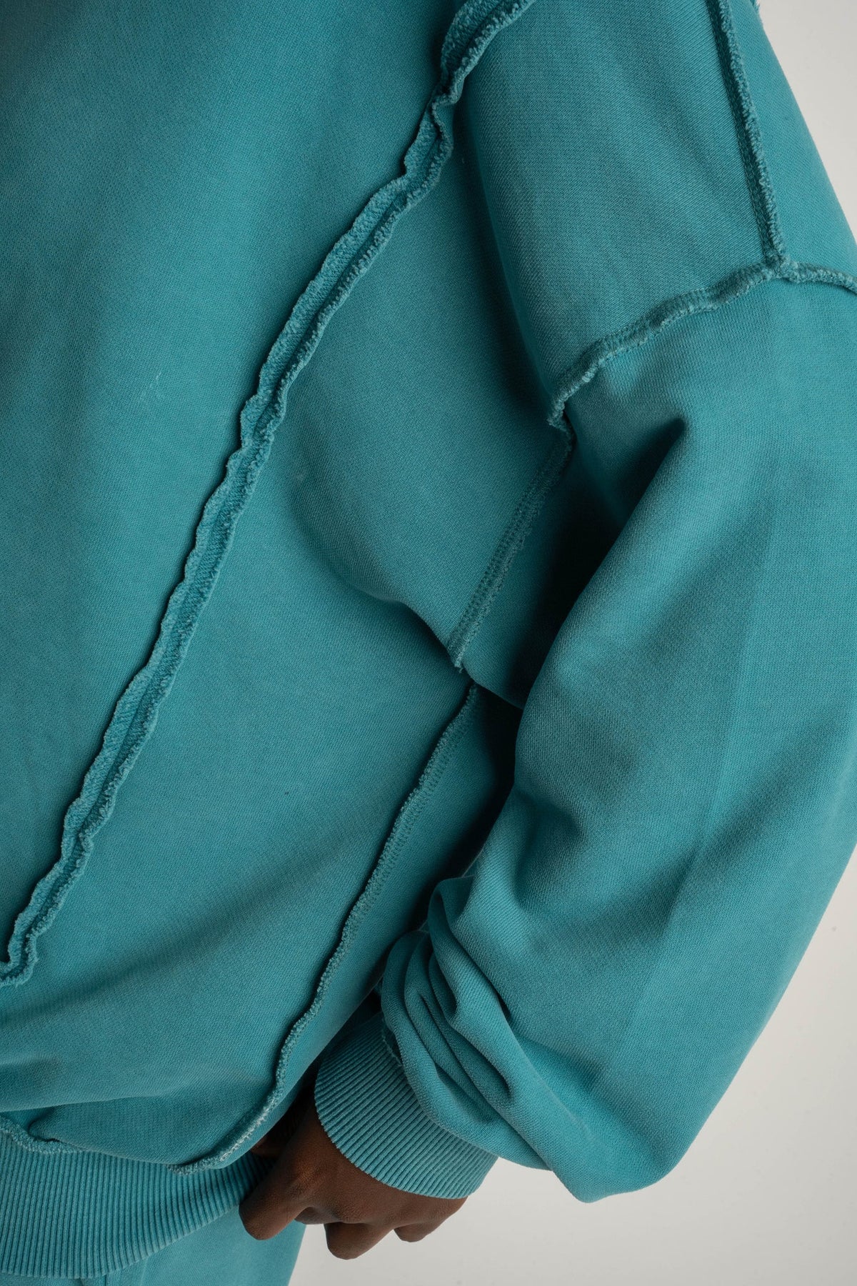 BLUZA OVERSIZE Z EFEKTEM WASHED  TURKUSOWA - OSLO