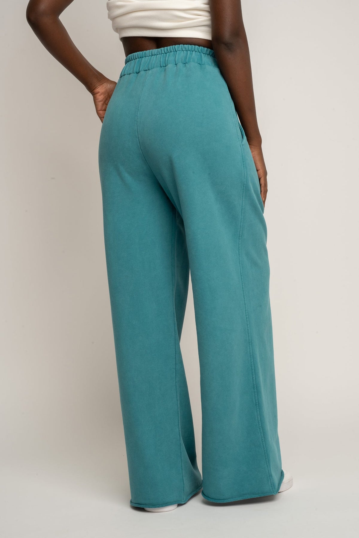 WIDE LEG WASHED TURQUOISE SWEATPANTS - ESBJERG