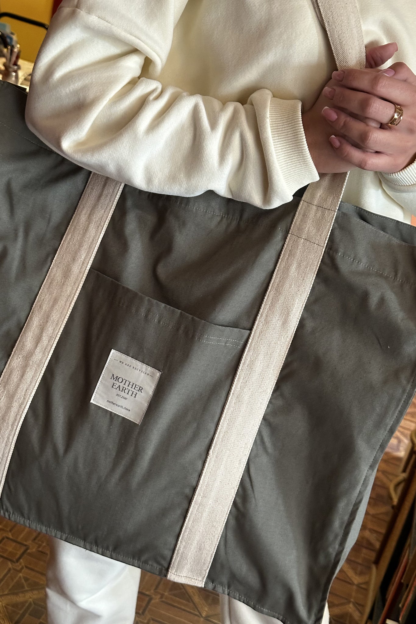 TORBA TYPU SHOPPER  BAG KHAKI - LIDO